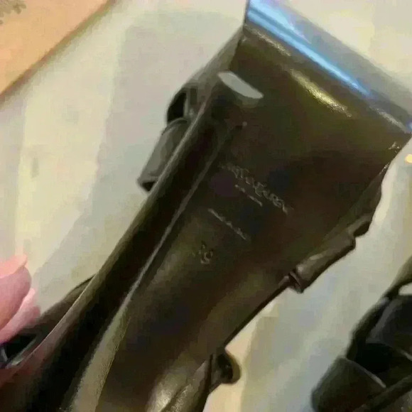 Stunning YSL platform sandals size 39 in brown leather with leopard trim - Picture 7 of 9